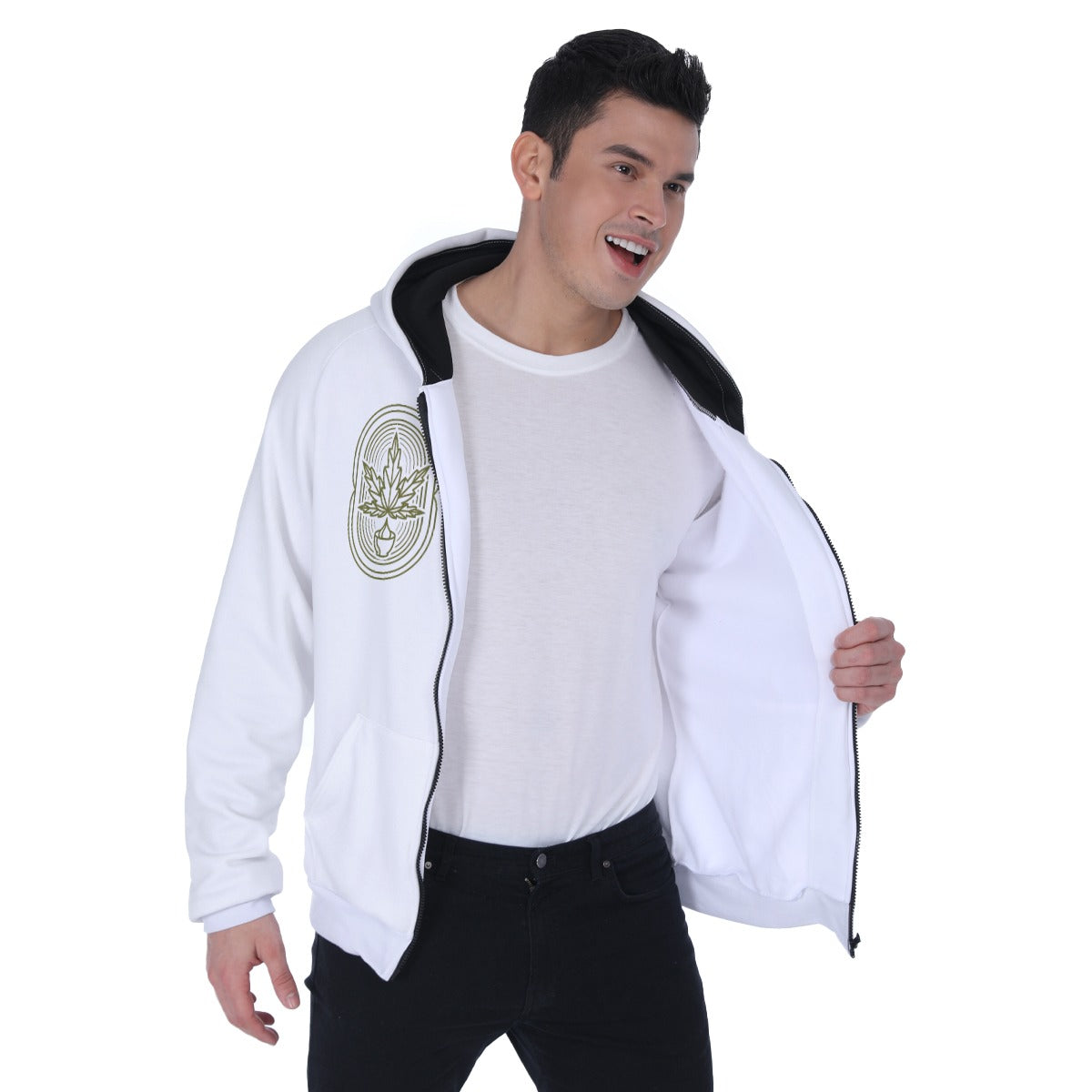 All-Over Print Men's Heavy Fleece Raglan Zip Up Hoodie With Pocket